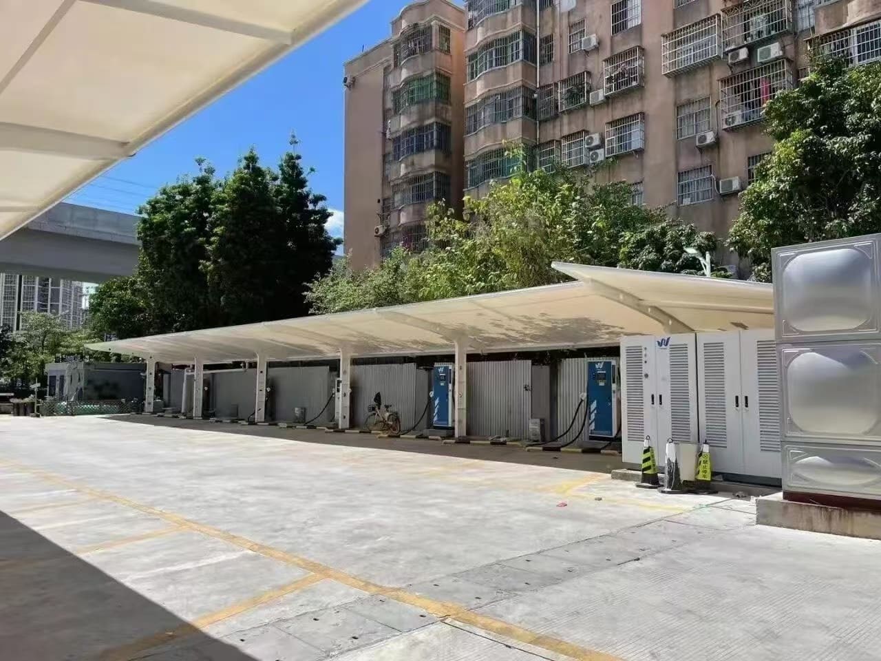 小区停车棚工程 - 楚盛膜结构